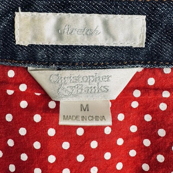 Christopher Banks Denim Jacket M Blue Dark Wash Button Cotton Blend Womens - Picture 3 of 9